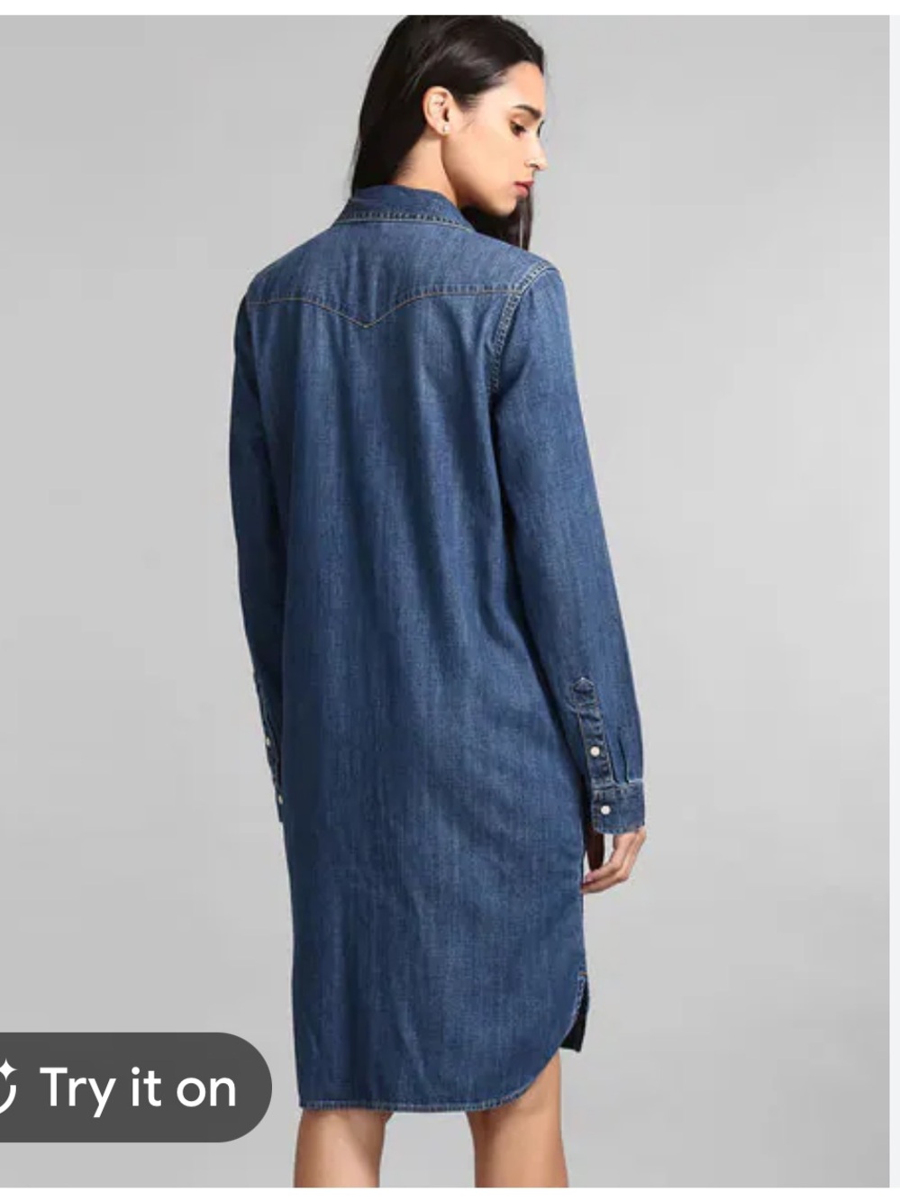 GAP Blue Denim Western Shirt Dress - Blue - Picture 9 of 15